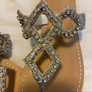 Silver Sandals with/Rhinestones